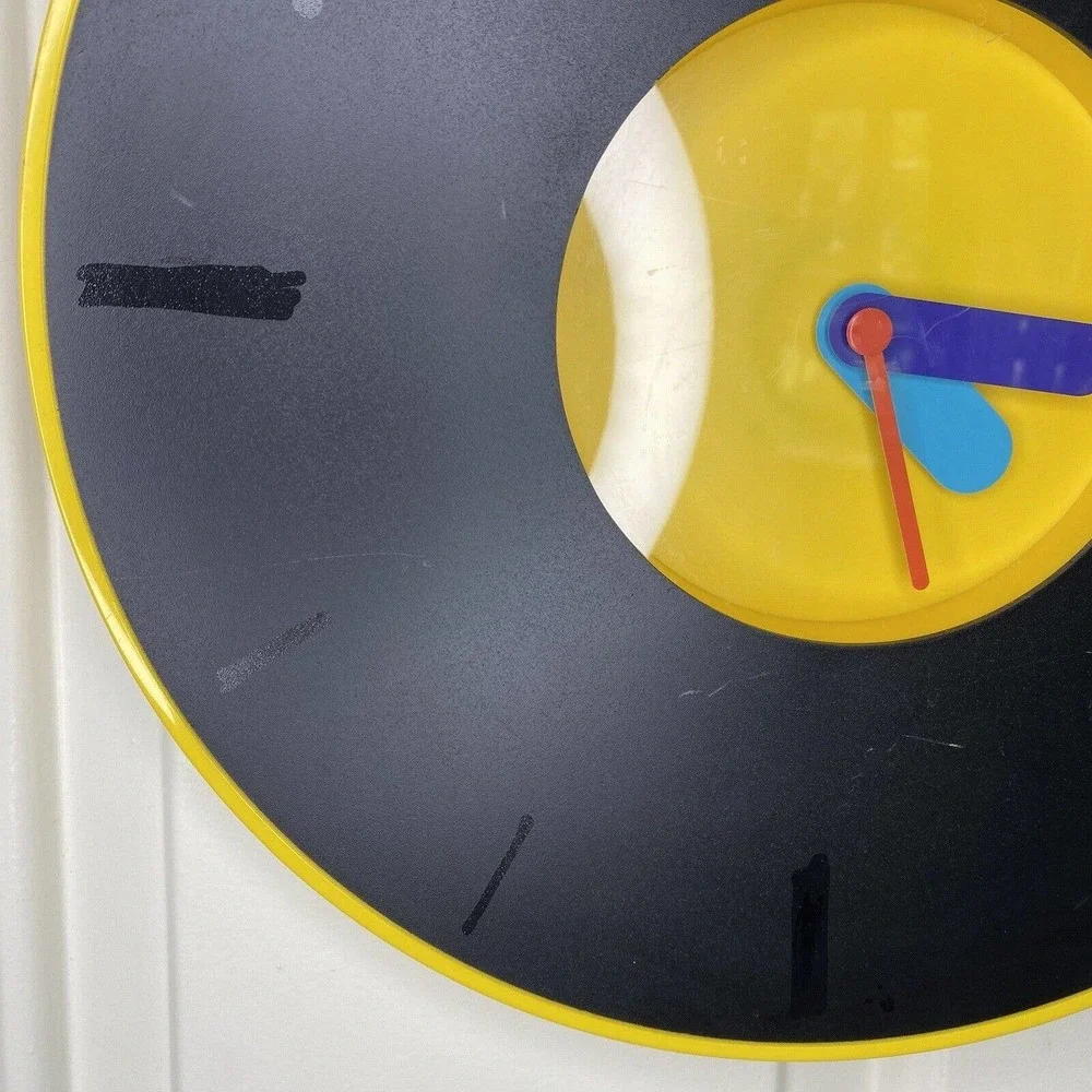 IKEA Pladdra Wall Clock - 90s Memphis Milano Style Yellow Clock - Working!